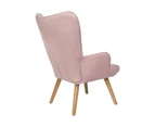 Oikiture Armchair Footstool Lounge Chair Ottoman Fabric Pink