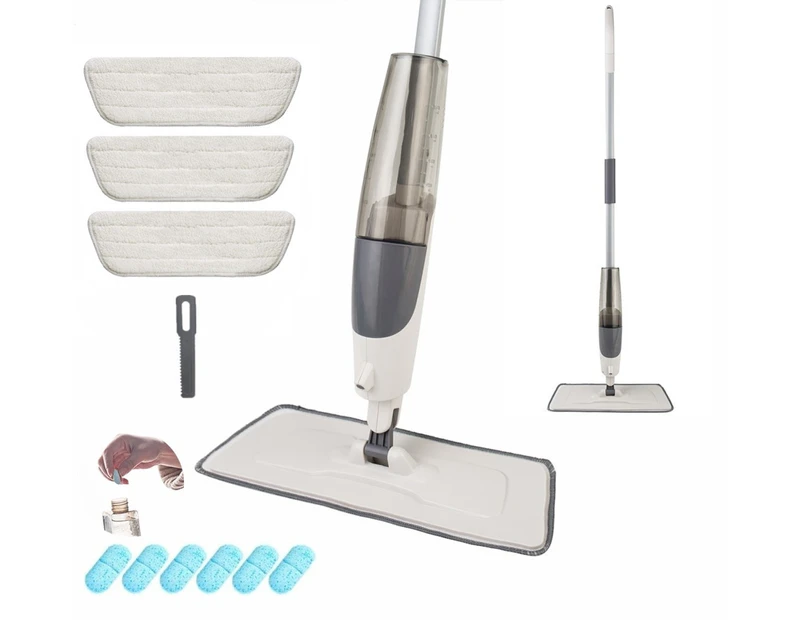 DOLANX Microfiber Spray Mop Flat Mop Dust Mop 360 Swivel Cleaning Mop 4 Pads