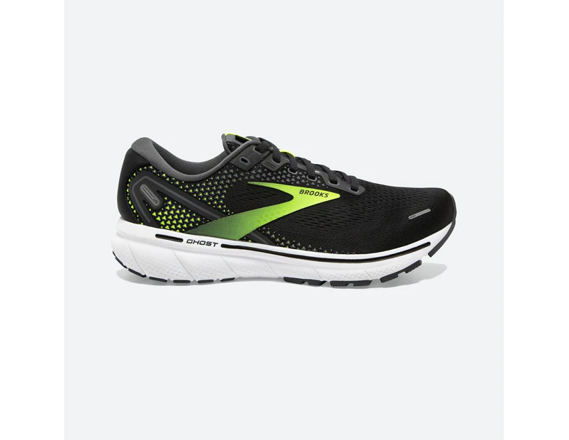 Brooks Mens Ghost 14 Sneakers Athletic Road Running Shoes - Black/Green