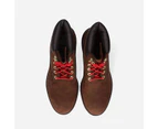 Timberland Womens 6 Inches Premium Waterproof Boot - Dark Brown with Red