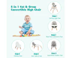Giantex 5-in-1 Convertible Baby High Chair Toddler Booster Seat Kids Table & Chair Set w/Removable Tray, Grey