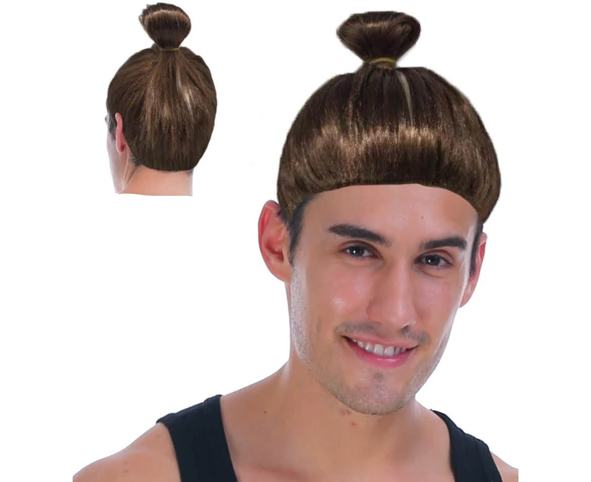 Hipster Trendy Hairstyle Adult Man Bun Wig Costume Hair - Brown