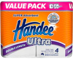 2x Handee Double Length Paper Towel (120 Sheets Per Roll), White (Pack of 4) Equals 8 standard rolls