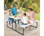 Costway Outdoor Furniture Folding Picnic Table and Chairs Camping Bench Set Patio Bistro White