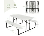Costway Outdoor Furniture Folding Picnic Table and Chairs Camping Bench Set Patio Bistro White