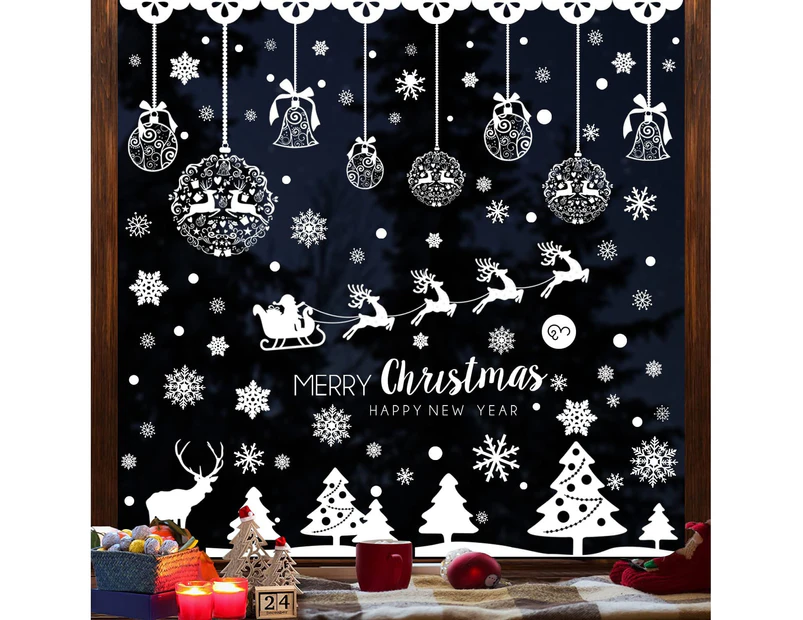 119 Reusable White Christmas Window Stickers, Christmas Decoration Electrostatic PVC Snowflake Christmas Tree Santa Claus Window Sticker Interior Christmas