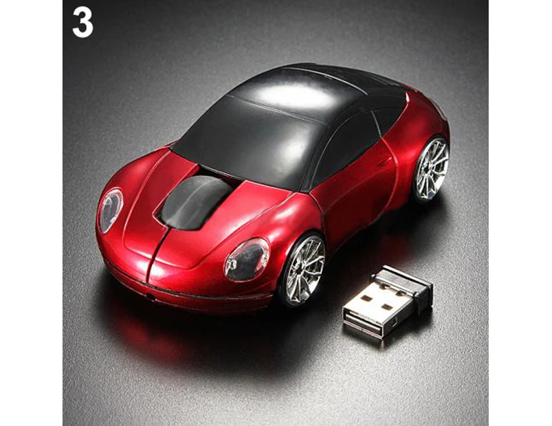 langma bling Racing Car Shaped 2.4GHZ Wireless Optical Mouse/Mice USB 2.0 For PC Laptop-Red