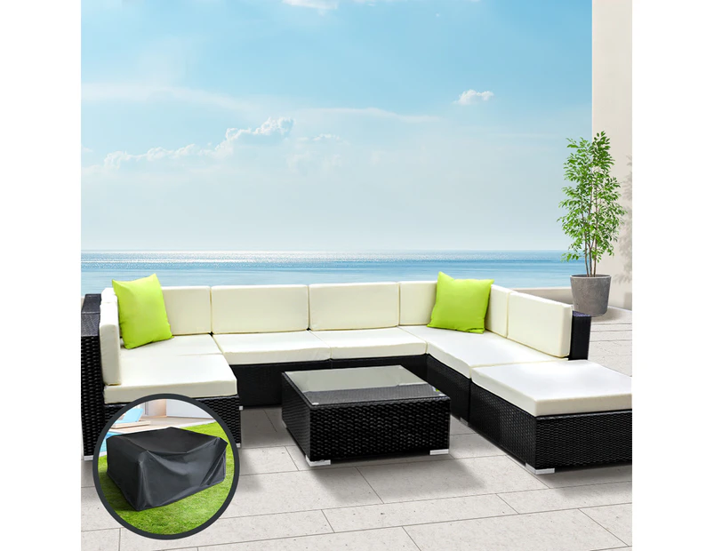 Gardeon 8-Piece Outdoor Sofa Set Wicker Couch Lounge Setting Cover