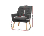 Artiss Armchair Lounge Chair Fabric - Charcoal