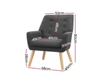 Artiss Armchair Tub Chair Single Accent Armchairs Sofa Lounge Fabric Charcoal