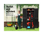 Gardeon Outdoor Storage Cabinet Box 173cm Lockable Cupboard Sheds Garage Adjustable Black