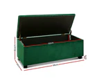 Artiss Storage Ottoman Blanket Box 98cm Velvet Green