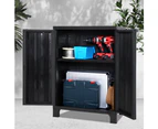 Gardeon Outdoor Storage Cabinet Box Cupboard Lockable Garden Sheds Adjustable Black