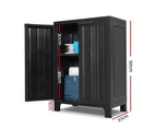 Gardeon Outdoor Storage Cabinet Box Cupboard Lockable Garden Sheds Adjustable Black