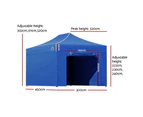 InstaHut Gazebo 3x4.5 Pop Up Marquee Folding Tent Wedding Gazebos Camping Outdoor Shade Canopy Blue