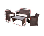 Gardeon Outdoor Furniture Outdoor Lounge Setting Wicker Sofa Set 4PCS Brown w/Cover