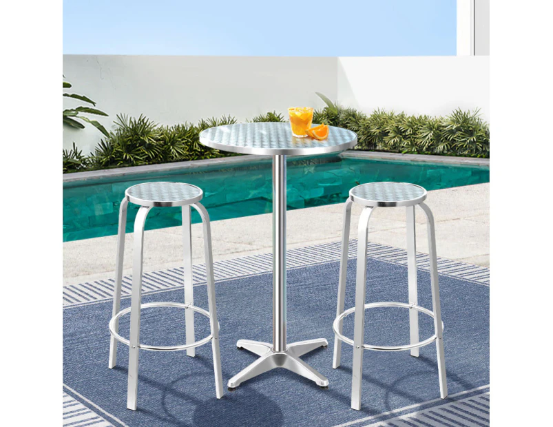 Gardeon 3-Piece Outdoor Bar Set Bistro Table Stools Adjustable Round Cafe