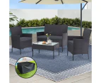 Gardeon 4 Seater Outdoor Sofa Set with Storage Cover Wicker Table Chair DarkGrey