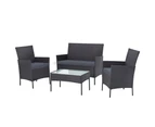 Gardeon 4 Seater Outdoor Sofa Set with Storage Cover Wicker Table Chair DarkGrey