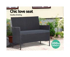 Gardeon 4 Seater Outdoor Sofa Set with Storage Cover Wicker Table Chair DarkGrey