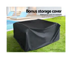 Gardeon 4 Seater Outdoor Sofa Set with Storage Cover Wicker Table Chair DarkGrey