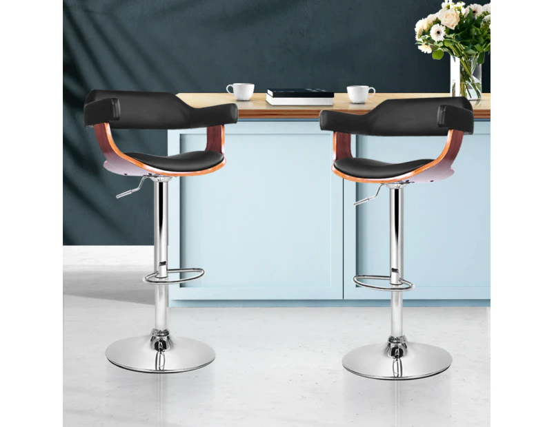 Artiss Selina Bar Stools Set of 2 Swivel Kitchen Chairs Black