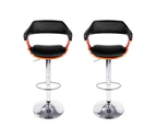 Artiss 2x Bar Stools Gas Lift Leather w/Armrest Black