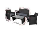 Gardeon Rattan Furniture Outdoor Lounge Setting Wicker Dining Set w/Storage Cover Black