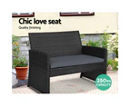 Gardeon 4 PCS Outdoor Sofa Set with Storage Cover Rattan Chair Furniture Black