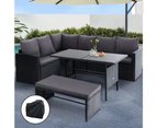 Gardeon Outdoor Dining Set Sofa Lounge Setting Chairs Table Bench Black Cover