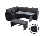 Gardeon Outdoor Dining Set Sofa Lounge Setting Chairs Table Bench Black Cover