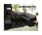 Gardeon Outdoor Dining Set Sofa Lounge Setting Chairs Table Bench Black Cover