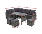 Gardeon Outdoor Dining Set Sofa Lounge Setting Chairs Table Ottoman Grey Cover