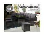 Gardeon Outdoor Dining Set Sofa Lounge Setting Chairs Table Ottoman Grey Cover