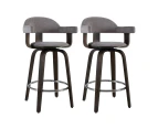 Artiss Set of 2 Bar Stools Wooden Swivel Bar Stool Kitchen Dining Chair - Wood, Chrome and Grey