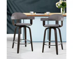 Artiss Set of 2 Bar Stools Wooden Swivel Bar Stool Kitchen Dining Chair - Wood, Chrome and Grey