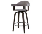 Artiss Set of 2 Bar Stools Wooden Swivel Bar Stool Kitchen Dining Chair - Wood, Chrome and Grey