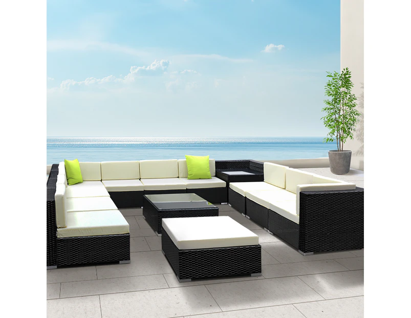 Gardeon 13-Piece Outdoor Sofa Set Wicker Couch Lounge Setting 11 Seater