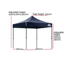 Instahut Gazebo Pop Up Marquee 3x3m Folding Tent Wedding Outdoor Camping Canopy Gazebos Shade Navy