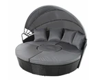 Gardeon Sun Lounge Setting Wicker Lounger Day Bed Patio Outdoor Furniture Black