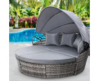 Gardeon Sun Lounge Setting Wicker Lounger Day Bed Outdoor Furniture Patio Grey