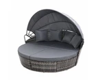 Gardeon Sun Lounge Setting Wicker Lounger Day Bed Outdoor Furniture Patio Grey