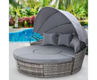 Gardeon Sun Lounge Setting Wicker Lounger Day Bed Patio Outdoor Furniture Grey