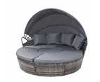 Gardeon Sun Lounge Setting Wicker Lounger Day Bed Patio Outdoor Furniture Grey