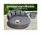 Gardeon Sun Lounge Setting Wicker Lounger Day Bed Outdoor Furniture Patio Grey