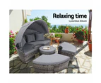 Gardeon Sun Lounge Setting Wicker Lounger Day Bed Patio Outdoor Furniture Grey