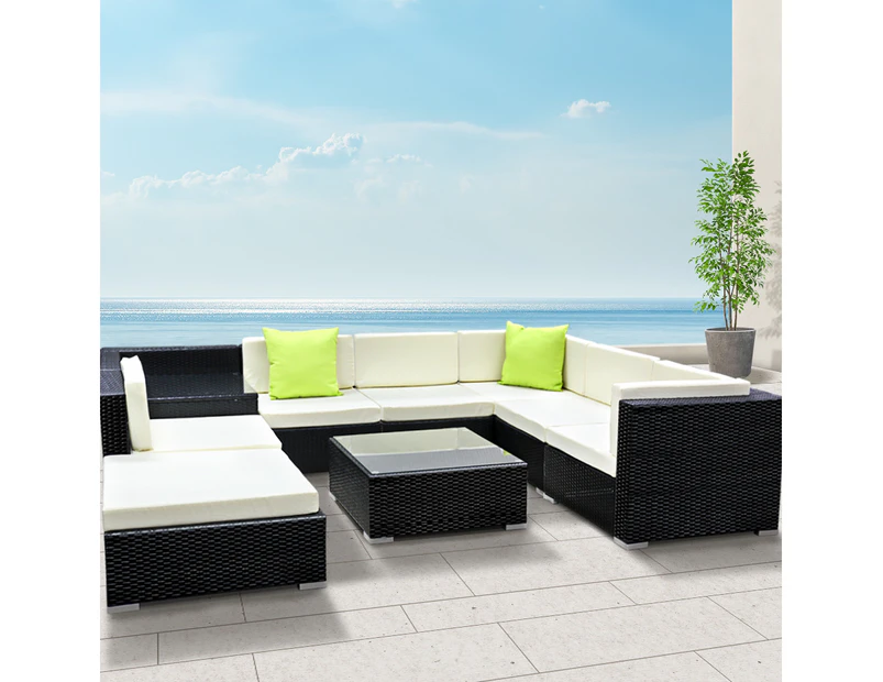 Gardeon 9-Piece Outdoor Sofa Set Wicker Couch Lounge Setting 7 Seater