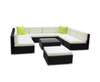 Gardeon 10-Piece Outdoor Sofa Set Wicker Couch Lounge Setting Cover