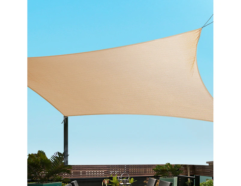 Instahut Shade Sail 6x8m Rectangle 280GSM 98% Sand Shade Cloth