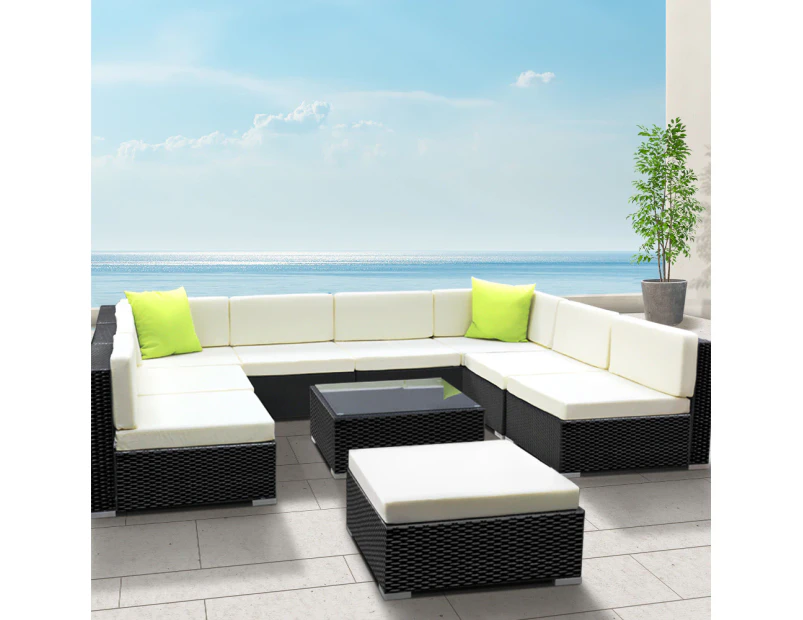Gardeon 10-Piece Outdoor Sofa Set Wicker Couch Lounge Setting 9 Seater
